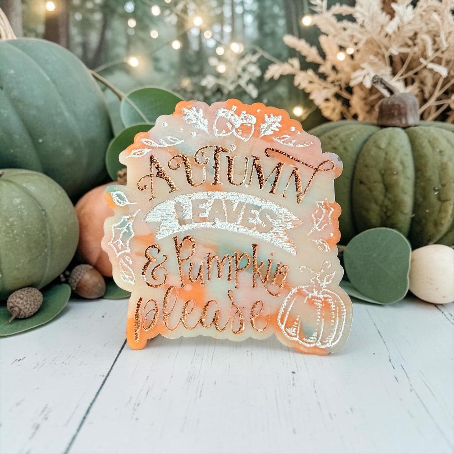 Caramel Pumpkin Pie - Autumn Leaves
